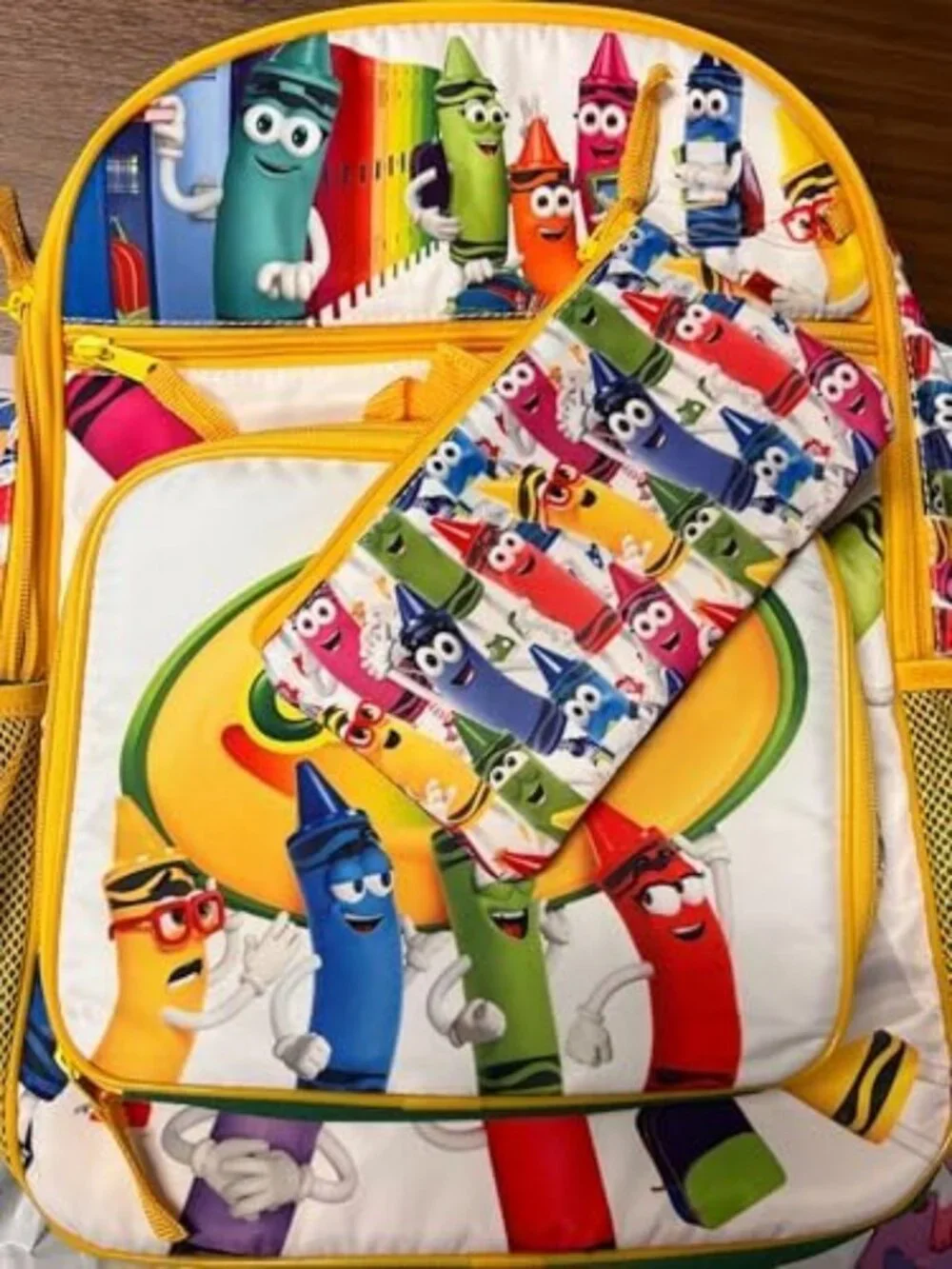 Colorful Crayon Crew Backpack Set | 3-Piece with Lunch Box & Pencil Case